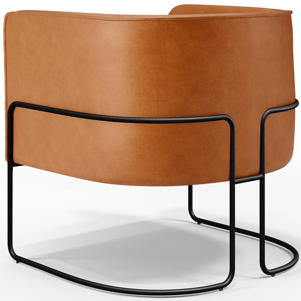 Poltrona Para Sala De Estar Decorativa Fixa Base Aço Preto Betina D02 Couríssimo Whisky - Lyam
