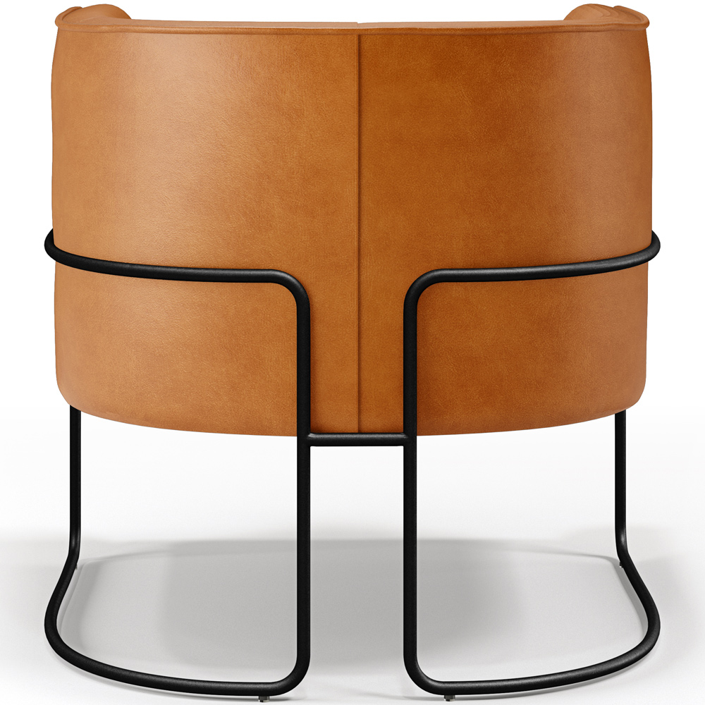 Poltrona Para Sala De Estar Decorativa Fixa Base Aço Preto Betina D02 Couríssimo Whisky - Lyam