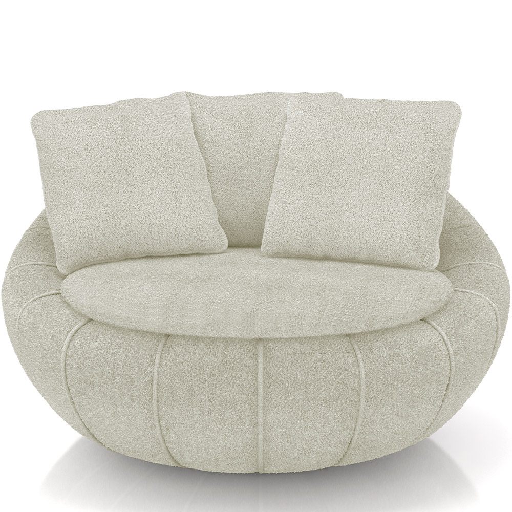 Poltrona Para Sala De Estar Decorativa Giratória Kira M03 Bouclê Bege Claro - Lyam Decor