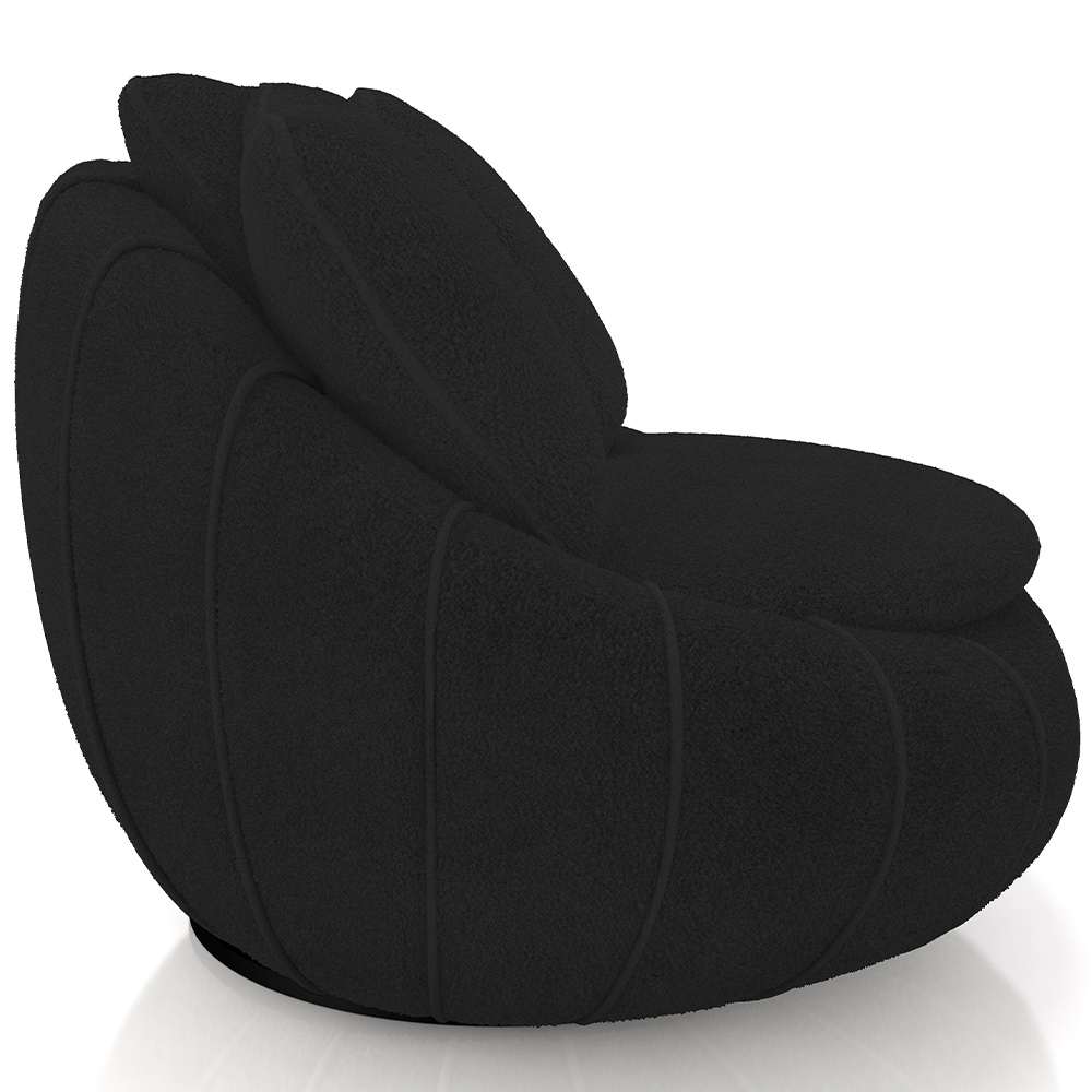 Poltrona Para Sala De Estar Decorativa Giratória Kira M03 Bouclê Preto - Lyam Decor