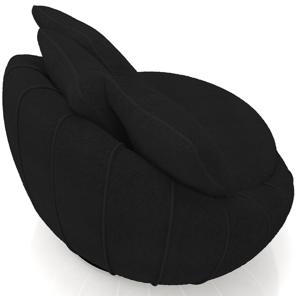 Poltrona Para Sala De Estar Decorativa Giratória Kira M03 Bouclê Preto - Lyam Decor