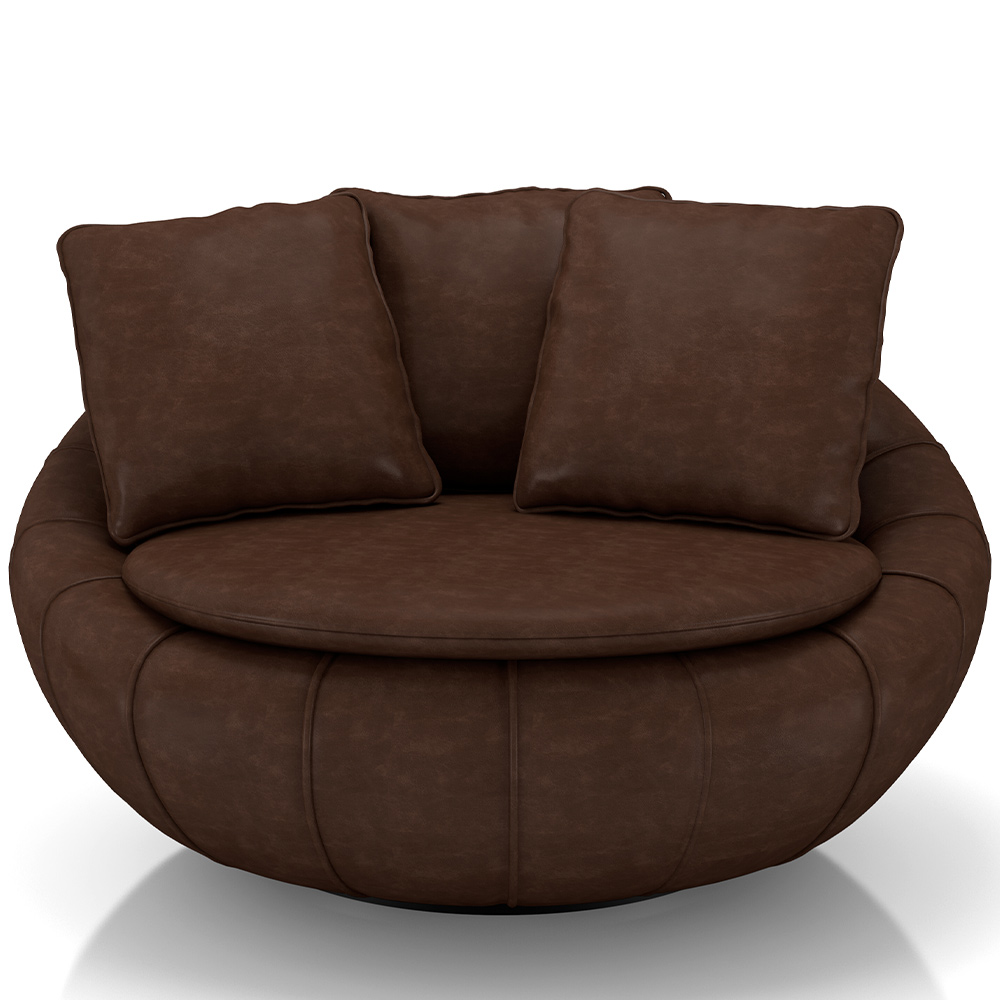 Poltrona Para Sala De Estar Decorativa Giratória Kira M03 Couríssimo Marrom - Lyam Decor