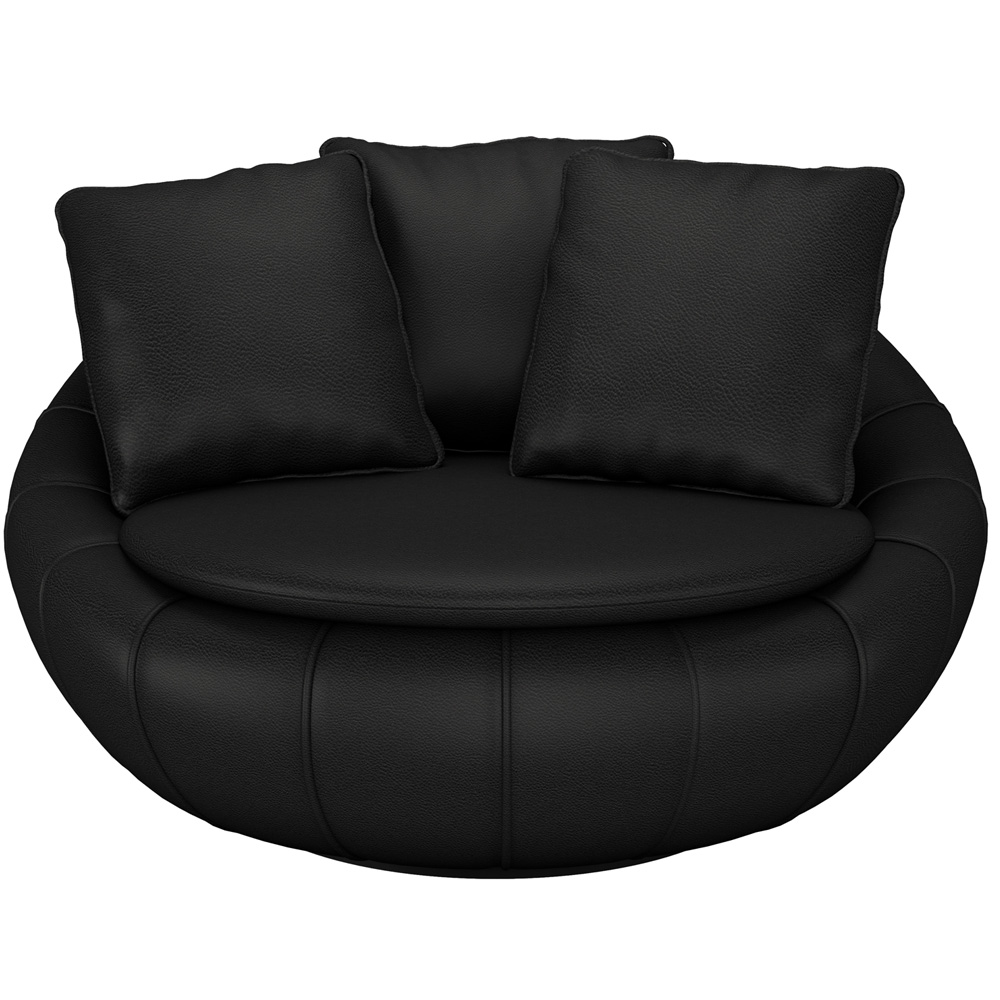 Poltrona Para Sala De Estar Decorativa Giratória Kira M03 Couríssimo Preto - Lyam Decor