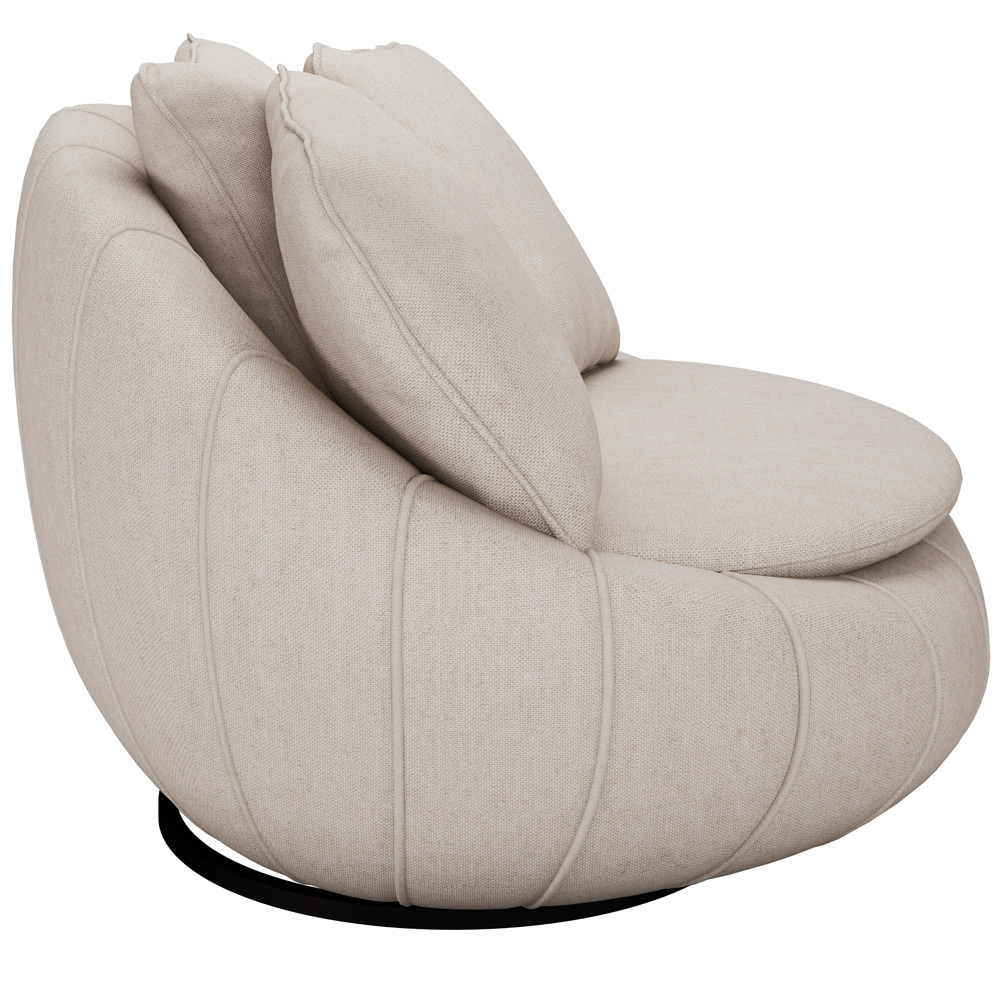 Poltrona Para Sala De Estar Decorativa Giratória Kira M03 Linho Cru - Lyam Decor