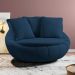 Poltrona Para Sala De Estar Decorativa Giratória Kira M03 Veludo Azul - Lyam Decor