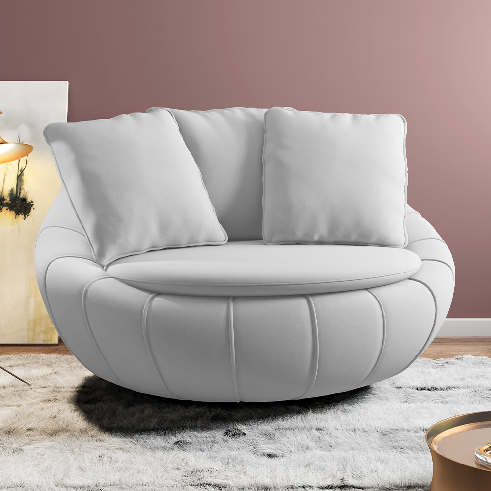 Poltrona Para Sala De Estar Decorativa Giratória Kira M03 Veludo Cinza - Lyam Decor