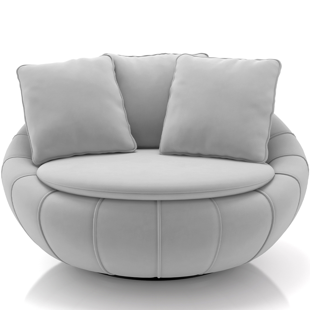 Poltrona Para Sala De Estar Decorativa Giratória Kira M03 Veludo Cinza - Lyam Decor