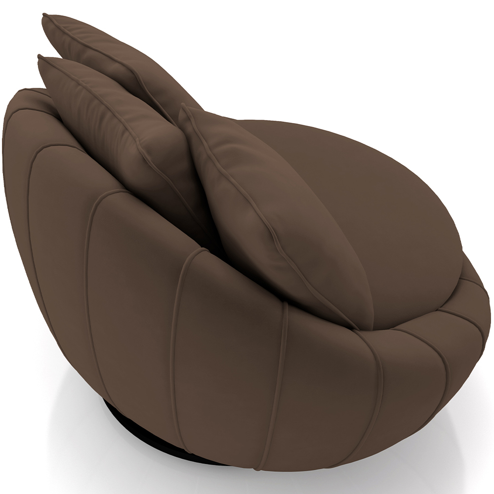 Poltrona Para Sala De Estar Decorativa Giratória Kira M03 Veludo Marrom - Lyam Decor