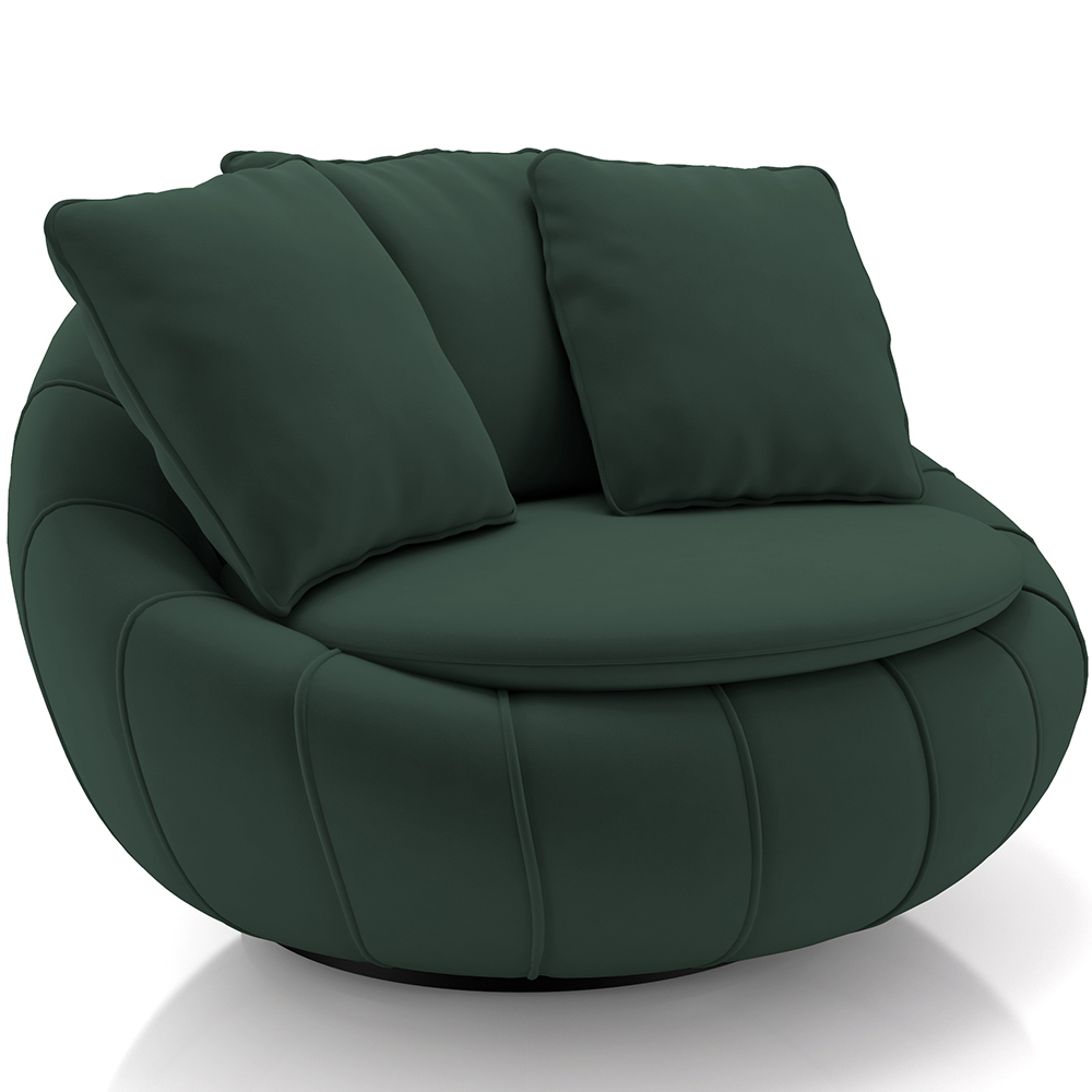 Poltrona Para Sala De Estar Decorativa Giratória Kira M03 Veludo Verde - Lyam Decor