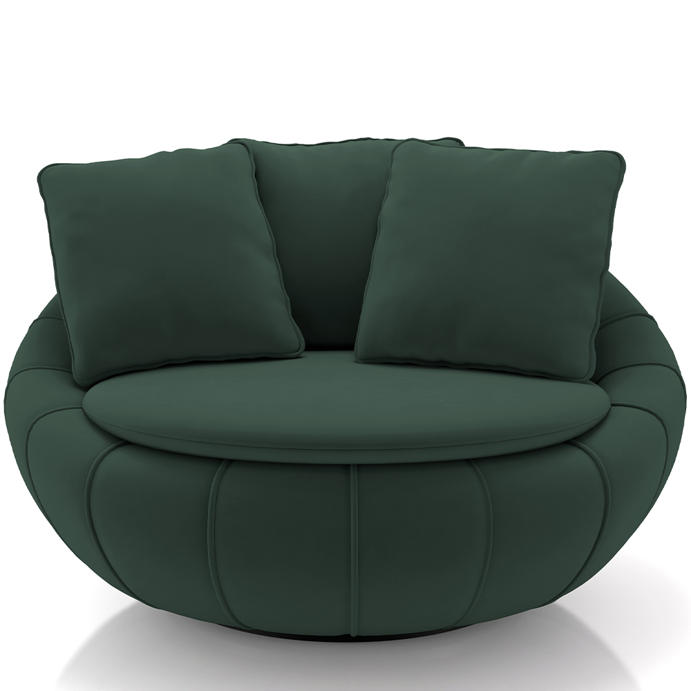 Poltrona Para Sala De Estar Decorativa Giratória Kira M03 Veludo Verde - Lyam Decor