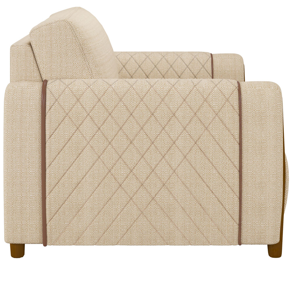 Poltrona Para Sala De Estar Decorativa Pés De Madeira Base Fixa Flora M03 Linho Bege - Lyam Decor