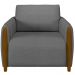 Poltrona Para Sala De Estar Decorativa Pés De Madeira Base Fixa Flora M03 Linho Chumbo - Lyam Decor