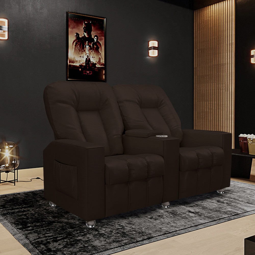 Poltrona Reclinável 2 Lugares Sala de Cinema Romeo F05 Facto Marrom - Lyam Decor