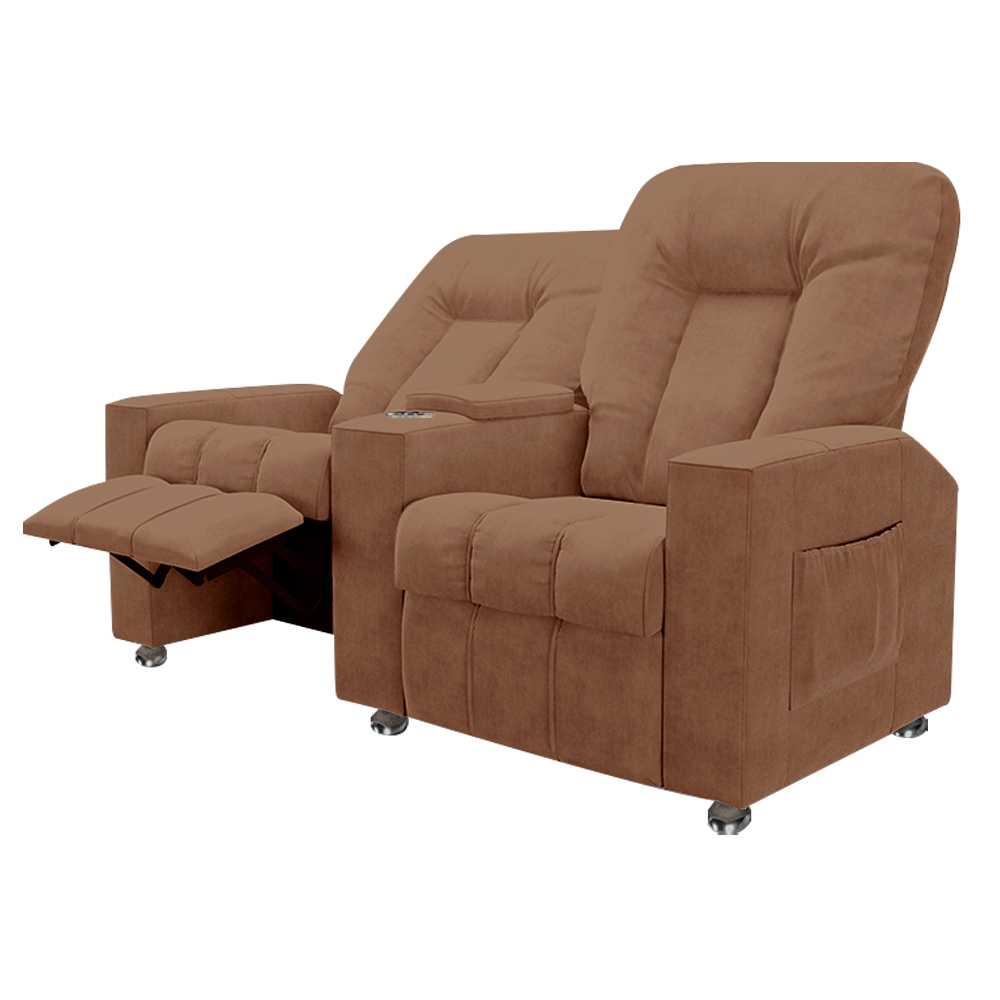Poltrona Reclinável 2 Lugares Sala de Cinema Romeo F05 Veludo Terracota - Lyam Decor