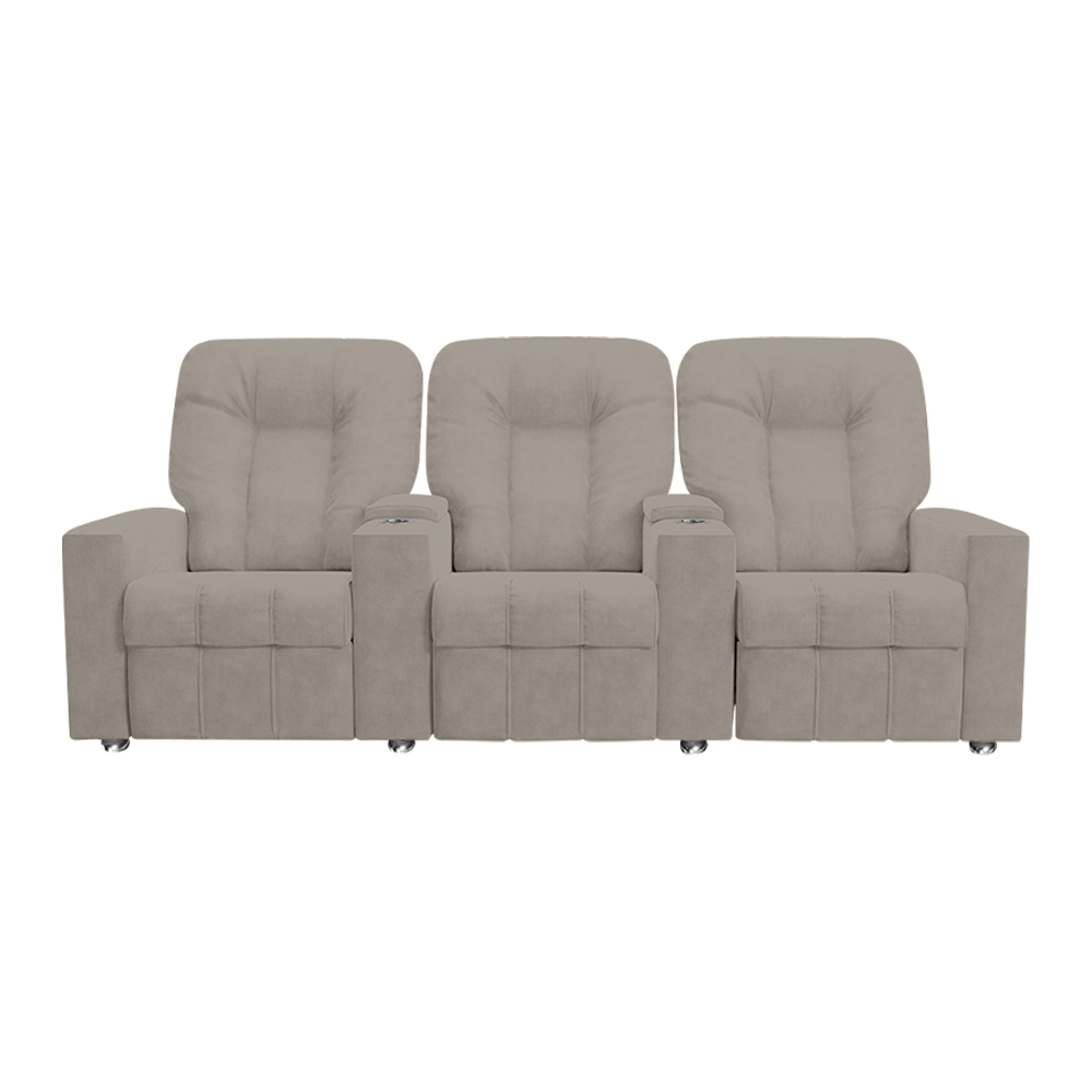 Poltrona Reclinável 3 lugares para Sala de Cinema Romeo F05 Veludo Capuccino - Lyam Decor