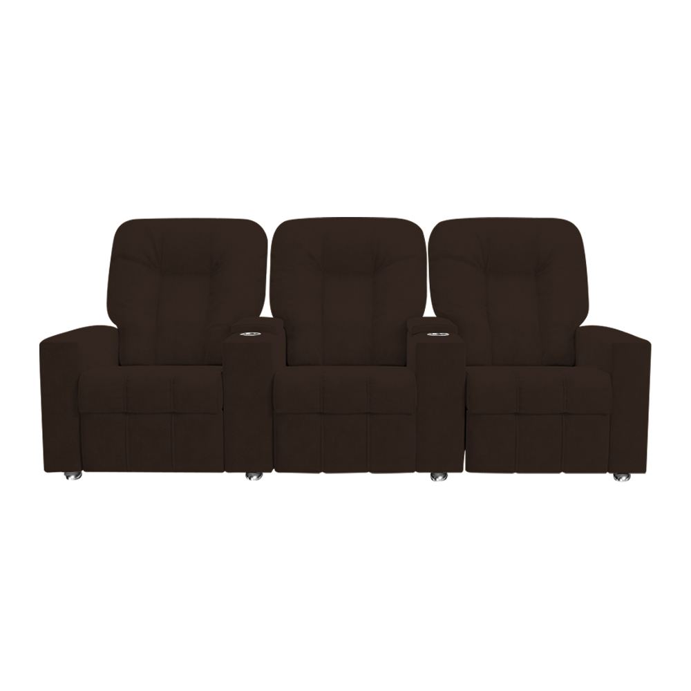 Poltrona Reclinável 3 lugares para Sala de Cinema Romeo F05 Veludo Marrom - Lyam Decor