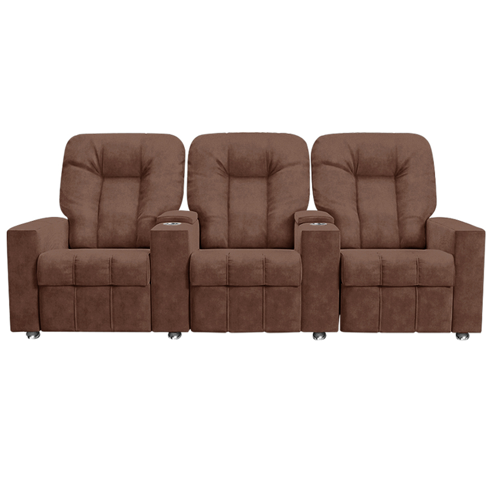 Poltrona Reclinável 3 lugares para Sala de Cinema Romeo F05 Veludo Terracota - Lyam Decor