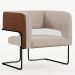 Poltrona Scarlett D02 Base Aço Preto Couríssimo Marrom B-38 Linho Bege C-107 - Lyam Decor