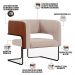 Poltrona Scarlett D02 Base Aço Preto Couríssimo Marrom B-38 Linho Bege C-107 - Lyam Decor