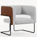 Poltrona Scarlett D02 Base Aço Preto Couríssimo Marrom B-38 Linho Cinza D-315 - Lyam Decor