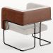 Poltrona Scarlett D02 Base Aço Preto Couríssimo Marrom B-38 Linho Cru C-443 - Lyam Decor