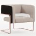 Poltrona Scarlett D02 Base De Aço New Cobre Corano Preto C-05 Linho Bege C-107 - Lyam Decor