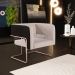 Poltrona Scarlett D02 Base De Aço New Cobre Corano Preto C-05 Linho Bege C-107 - Lyam Decor