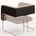 Poltrona Scarlett D02 Base De Aço New Cobre Corano Preto C-05 Linho Bege C-107 - Lyam Decor