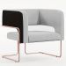 Poltrona Scarlett D02 Base De Aço New Cobre Corano Preto C-05 Linho Cinza D-315 - Lyam Decor