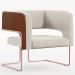 Poltrona Scarlett D02 Base De Aço New Cobre Couríssimo Marrom B-38 Linho Cru C-443 - Lyam Decor