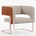 Poltrona Scarlett D02 Base De Aço New Cobre Courissímo Camel B-14 Linho Bege C-107 - Lyam Decor