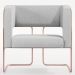 Poltrona Scarlett D02 Base De Aço New Cobre Courissímo Marrom B-38 Linho Cinza D-315 - Lyam Decor