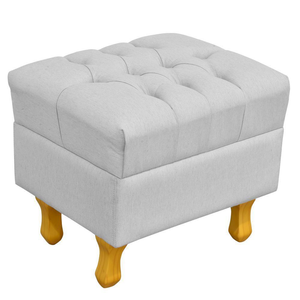 Poltrona de Amamentação Yara P02 com Puff Paris Luis Xv L02 Linho Cinza - Lyam Decor