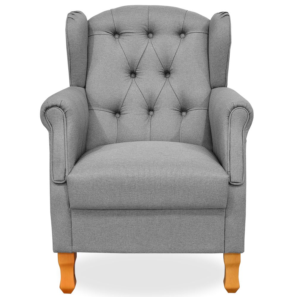 Poltrona de Amamentação Yara P02 com Puff Paris Luis Xv L02 Linho Cinza Escuro - Lyam Decor