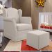 Poltrona de Amamentação com Balanço e Puff Elisa P02 Linho Cru - Lyam Decor