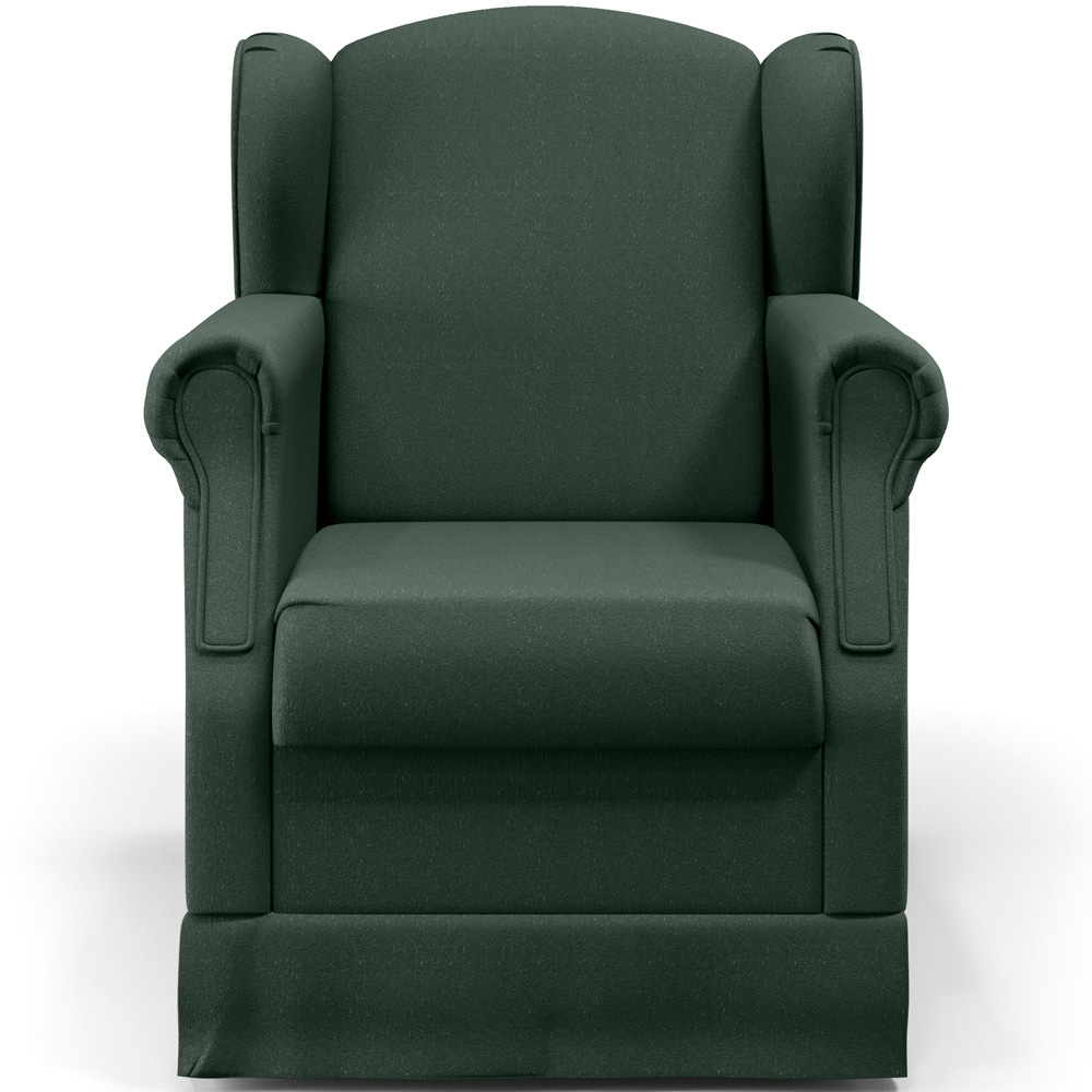 Poltrona de Amamentação com Balanço e Puff Elisa P02 Linho Verde Musgo - Lyam Decor