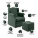 Poltrona de Amamentação com Balanço e Puff Elisa P02 Linho Verde Musgo - Lyam Decor
