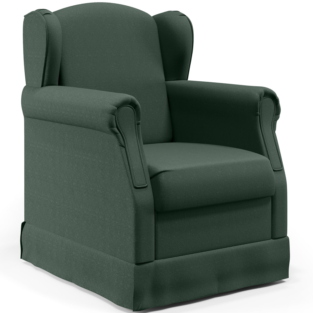 Poltrona de Amamentação com Balanço e Puff Elisa P02 Linho Verde Musgo - Lyam Decor