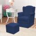 Poltrona de Amamentação com Balanço e Puff Elisa P02 Suede Azul Marinho - Lyam Decor