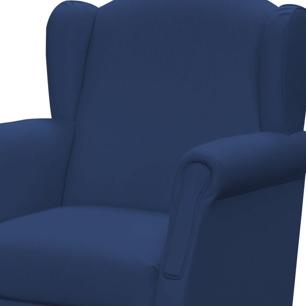 Poltrona de Amamentação com Balanço e Puff Elisa P02 Suede Azul Marinho - Lyam Decor