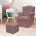 Poltrona de Amamentação com Balanço e Puff Elisa P02 Suede Rosê - Lyam Decor