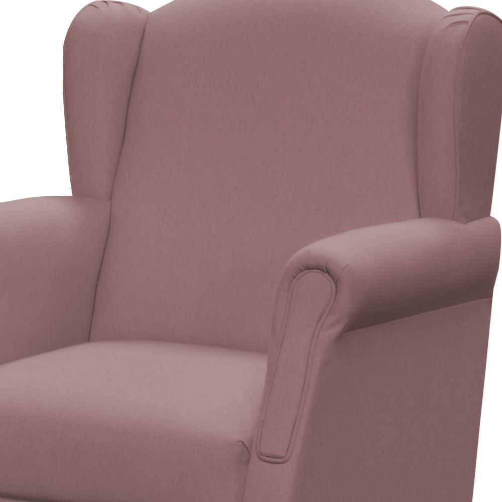 Poltrona de Amamentação com Balanço e Puff Elisa P02 Suede Rosê - Lyam Decor