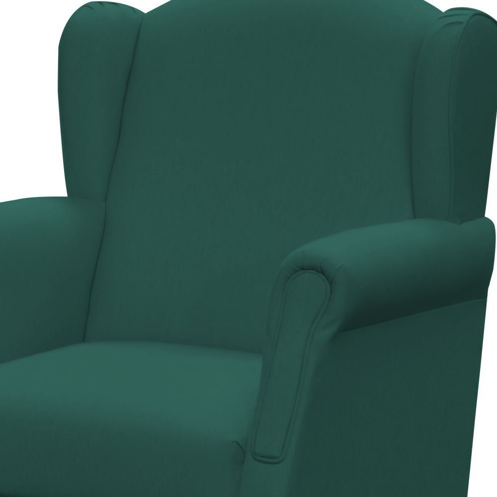 Poltrona de Amamentação com Balanço e Puff Elisa P02 Suede Verde Musgo - Lyam Decor