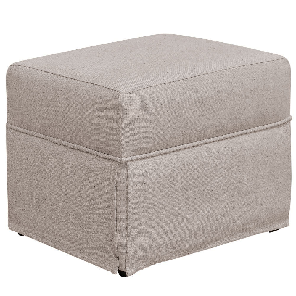 Poltrona de Amamentação com Balanço e Puff Helena P02 Capitonê Linho Bege - Lyam Decor