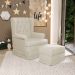 Poltrona de Amamentação com Balanço e Puff Helena P02 Capitonê Linho Champagne - Lyam Decor