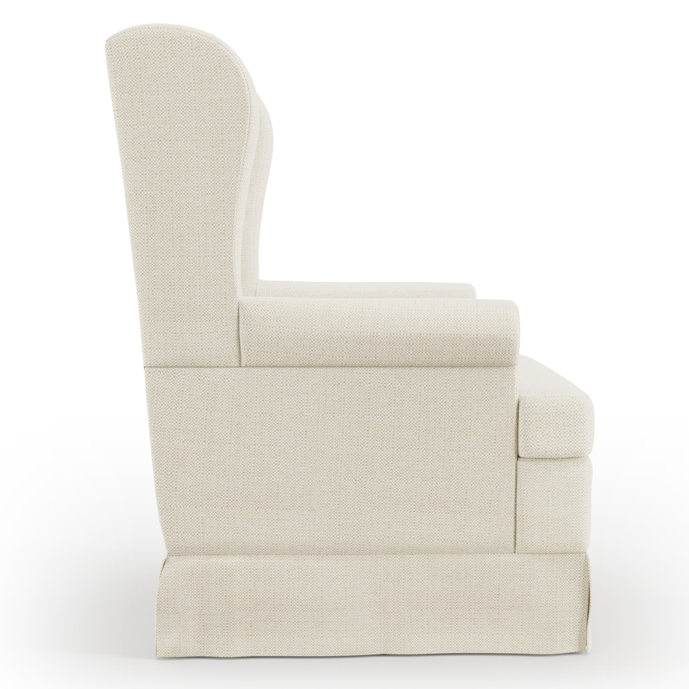 Poltrona de Amamentação com Balanço e Puff Helena P02 Capitonê Linho Champagne - Lyam Decor