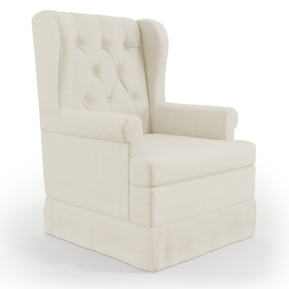 Poltrona de Amamentação com Balanço e Puff Helena P02 Capitonê Linho Champagne - Lyam Decor