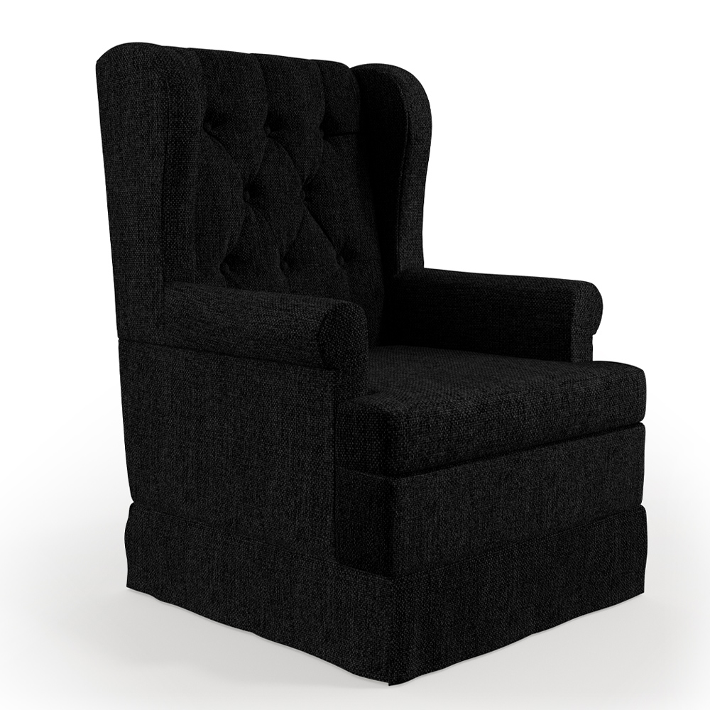 Poltrona de Amamentação com Balanço e Puff Helena P02 Capitonê Linho Chumbo - Lyam Decor