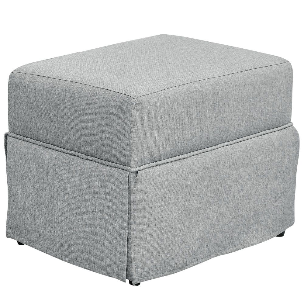 Poltrona de Amamentação com Balanço e Puff Helena P02 Capitonê Linho Cinza Escuro - Lyam Decor
