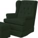 Poltrona de Amamentação com Balanço e Puff Helena P02 Capitonê Linho Verde Musgo - Lyam Decor